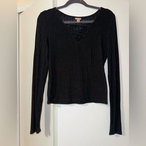 Aeropostale Cape Juby Long Sleeve Top with Criss cross details on front